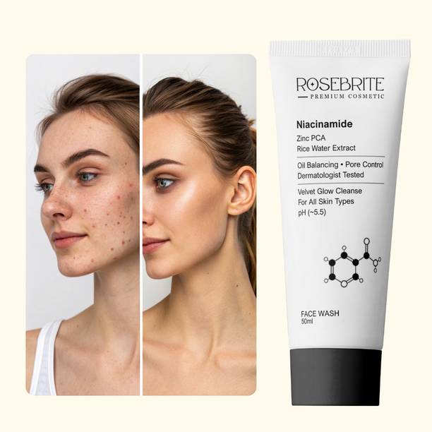 RoseBrite Summer Fresh Niacinamide  with Zinc PCA and Natural Rice Water - Controls Sweat Shine, Cools Skin, Light Cleanse Face Wash