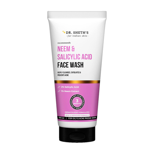 Dr. Sheth’s Neem & Salicylic Acid , Deeply Cleanses, Exfoliates and Prevents Acne Face Wash