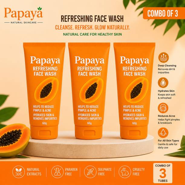Mikora Papaya Refreshing  Natural Glow Deep Cleansing Combo Pack Trio Face Wash