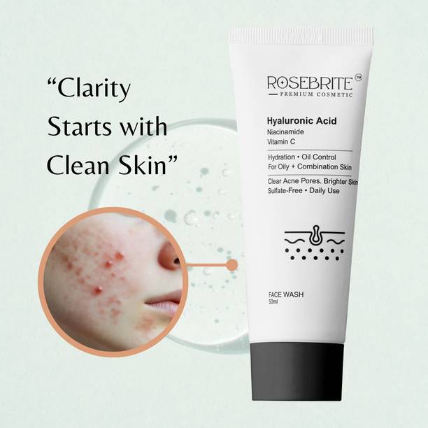 RoseBrite Hyaluronic Acid Niacinamide Vitamin C  - Complete Oil Control Face Wash