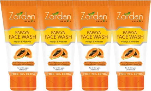 ZORDAN Papaya Face wash contains Papaya & Aloevera. It helps to remove Pigmentation & Blemishes from skin (Pack of 4) Face Wash