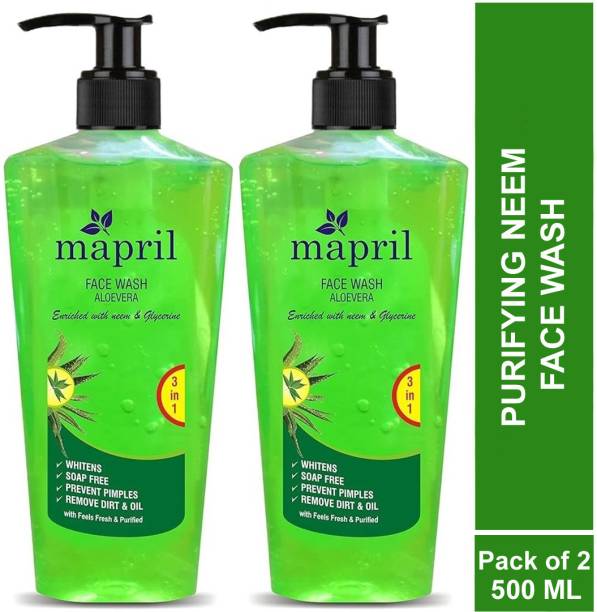 MAPRIL Neem/Aloevera |Deep Cleasing |Prevent Acne |Anti Bacterial  250ml Each Face Wash