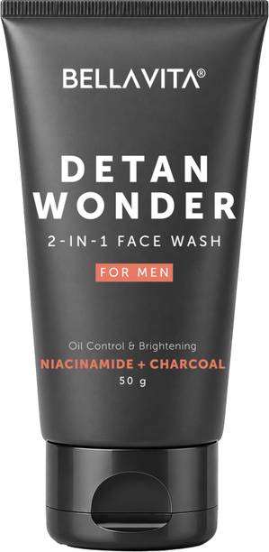 BELLAVITA Detan Wonder 2-in-1  for Men | Oil Control + Brightening | Removes Tan & Deep Cleans | Fresh, Clean & Hydrated Skin Face Wash