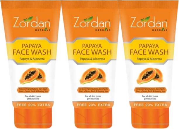 ZORDAN Papaya Face wash contains Papaya & Aloevera. It helps to remove Pigmentation & Blemishes from skin (Pack of 3) Face Wash