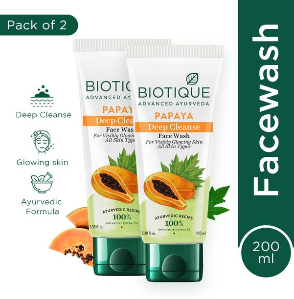 BIOTIQUE Papaya Deep Cleanse For Glowing Skin  | Tan removal and Brightening Face Wash