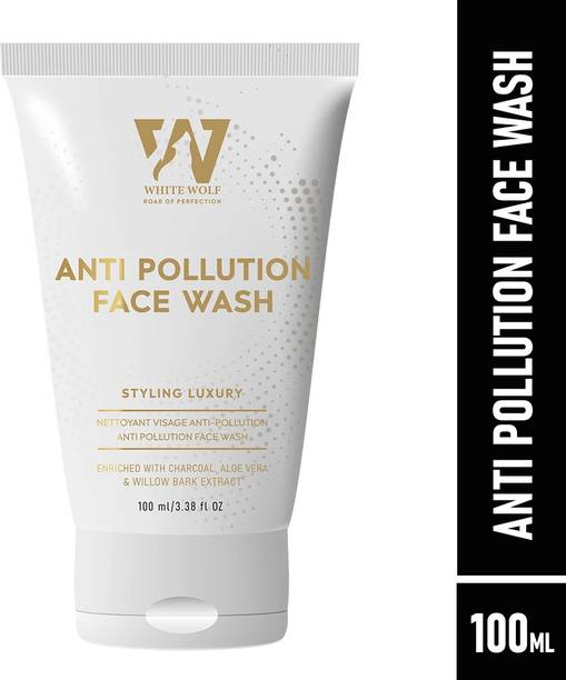 White Wolf Anti Pollution  For Men with Activated Charcoal and Aloe Vera | Increase Brightening & Oil Control Face Wash
