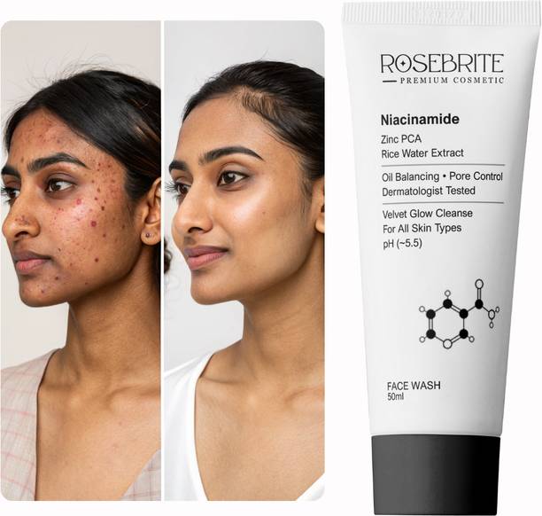 RoseBrite Oil Balancing Niacinamide Gel  with Zinc PCA & Rice Water - Perfect for T-Zone, Purifies Deeply, Maintains Hydration Level Face Wash