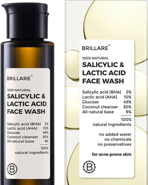 ब्रिल्लेयर Salicylic & Lactic Acid Face Wash, Acne Prone Skin, 100% natural facewash फेस वॉश