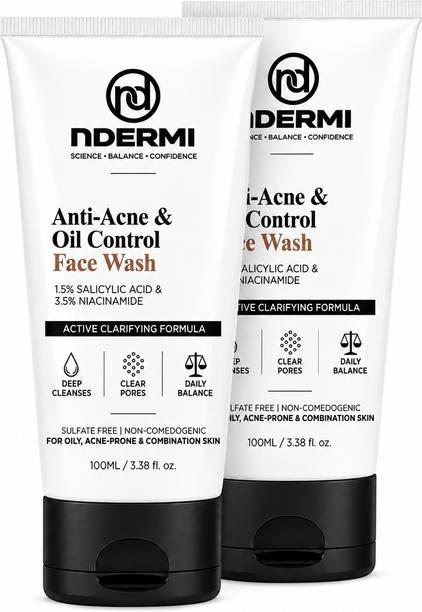 NDERMI Acne Defense and Oil Control | Powered by 1.5% SA-Niacinamide Formula Face Wash