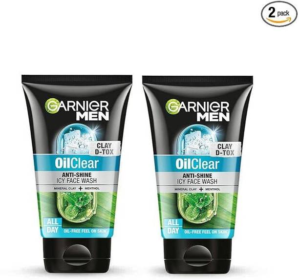 Garnier Men Men Oil Clear Deep Cleansing, with Mineral Clay and Menthol  100GM ( Pack of 2 ) Face Wash