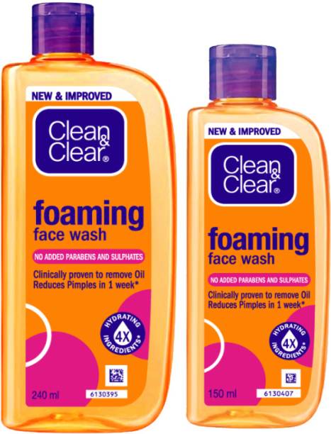 Clean & Clear Foaming Face wash 390ml| Clinically proven| Pimple & Acne removal Face Wash