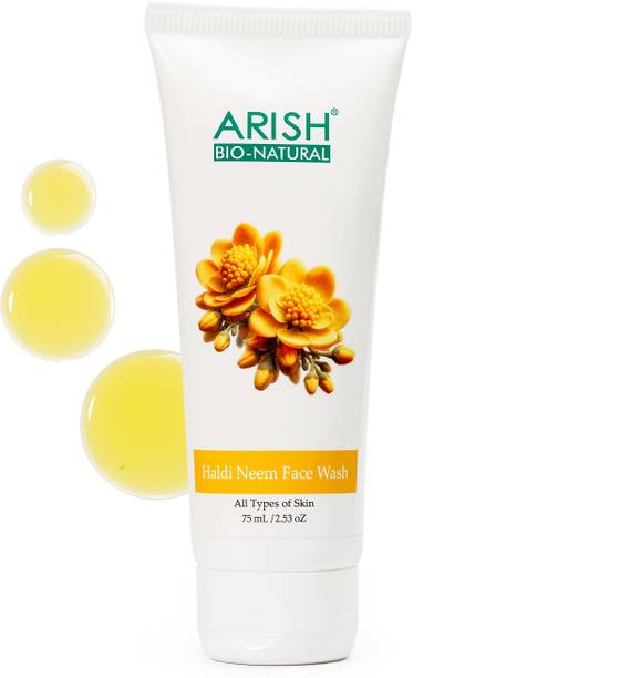 ARISH BIO-NATURAL Haldi Neem  – 75 ml | Deep Cleansing, Anti‑Acne Gel with Turmeric & Neem Face Wash