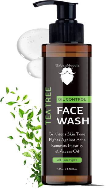 UrbanMooch Tea Tree  | Oil Control | Anti - Acne & Pimples | Clear, Glowing Skin | Paraben & Sulphates Free | For Men | All Skin Types, 100 ml Face Wash