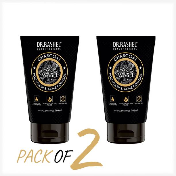 DR.RASHEL CHARCOAL FACE WASH FOR MEN THAT CONTROLS POLLUTION & ACNE PARABEN FREE PACK OF 2 Face Wash