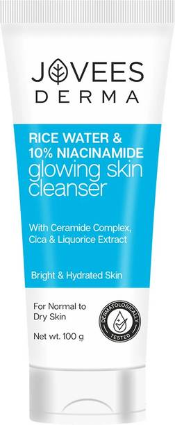 JOVEES Derma Rice Water & 10% Niacinamide Glowing Skin Cleanser | Brightens, Helps Fade Blemishes & Even Tone | Softens & Smoothens Skin | Gentle For All Skin Type | For Men & Women Face Wash