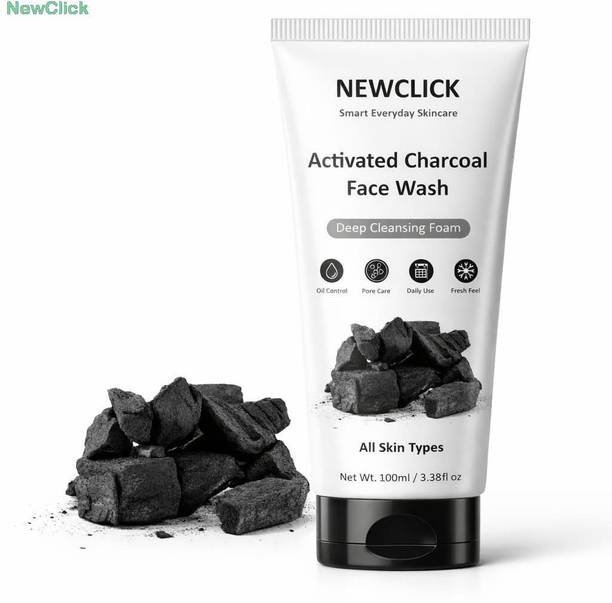 NewClick Activated Charcoal  100ml | Deep Cleansing Formula | For Oily & Acne Prone Skin a2156 Face Wash