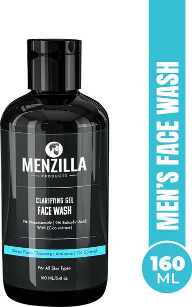 MENZILLA PRODUCTS Clarifying Gel Facewash For Men with 2% Salicylic Acid & Cica Extract | With 1% Niacinamide for Pimples, Redness & Skin Repair | Gentle Yet Powerful Facewash - 160 ml Face Wash