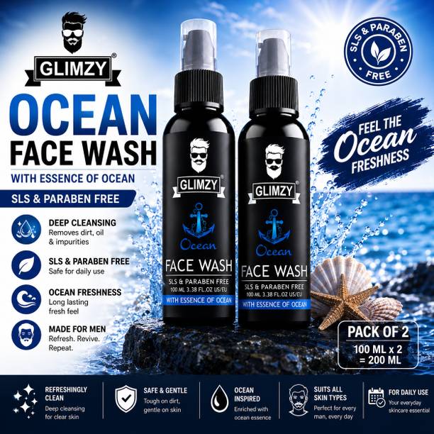 Glimzy Ocean Face Cleanser | SLS & Paraben Free | Daily Use  for Healthy Looking Skin Face Wash
