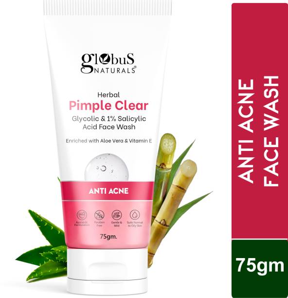 Globus Naturals Herbal Pimple Clear Glycolic & 1% Salicylic Acid  Face Wash