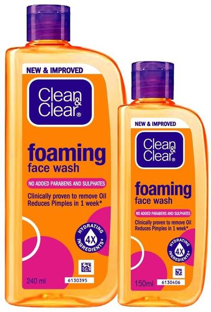 Clean and Clear Foaming face wash for oily skin 240ml + 150ml Face Wash 390 ml