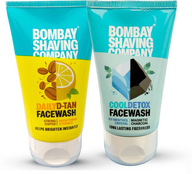 BOMBAY SHAVING COMPANY Cool Detox Charcoal & Daily Detan Coffee  Combo 100ml x2 Face Wash