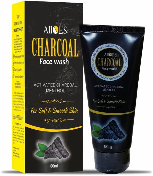 Alloes Pharmaceuticals Charcoal , Fights Pollution and Acne, Oil Control For Men & Women  Face Wash