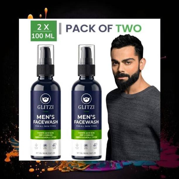 Glitzi Facewash for Men, Fights Acne & Pimple, Oil Control, Brightening, All Skin Types  zx79 Face Wash