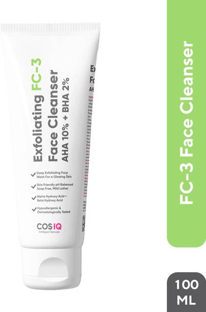 Cos-IQ Exfoliating Face Cleanser FC-3 AHA Glycolic Acid 10% & BHA Salicylic Acid 2% Face Wash