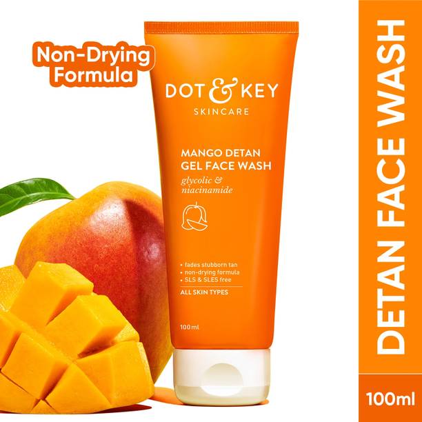 Dot & Key Mango Detan Gel ,Gently Cleanse Skin From Dirt & Oil,Fades Stubborn Tan Face Wash