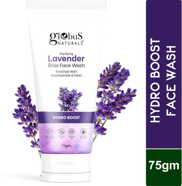 Globus Naturals Purifying Lavender , Enriched With Niacinamide & Pearl, Hydro Boost Formula, Natural, Gentle & Mild Face Wash