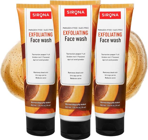 SIRONA Natural Paraben Free Removes Dead Skin & Reduces Acne & Blemishes Exfoliating Face Wash