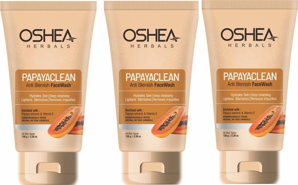 Oshea Herbals Papayaclean Facewash for Deep Cleansing & Anti-Blemish Care 150gx3 Face Wash
