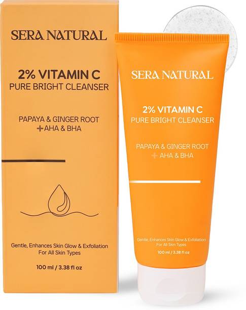 Sera Natural 2% Vitamin C Pure Bright with AHA, BHA & Papaya Extract for Skin Glow & Radiance  Face Wash