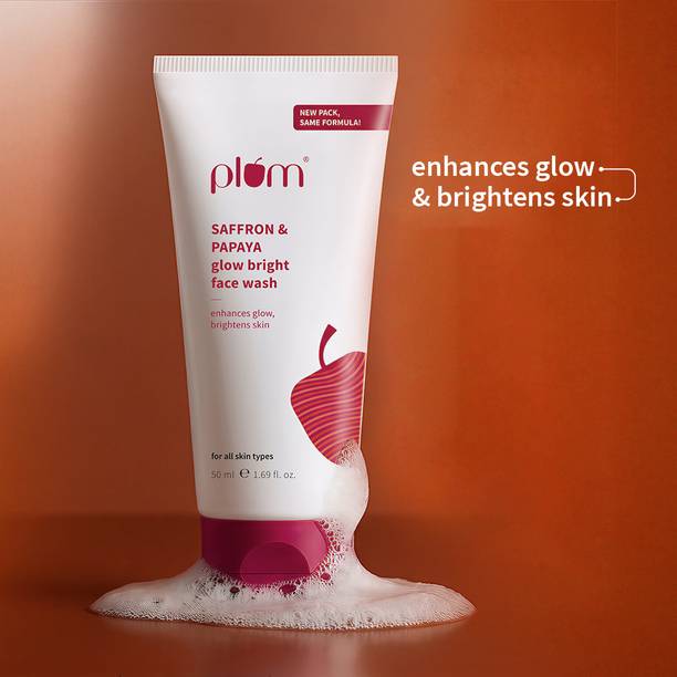 Plum Saffron & Papaya Glow Bright  | Enhances Glow & Brightens Skin | With Vitamin B5 Face Wash