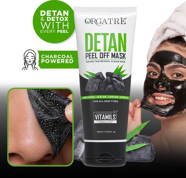 Orgatre Detan Peel Off Mask | Kojic, Glycolic & Lactic Acid | Tan Removal & Glow