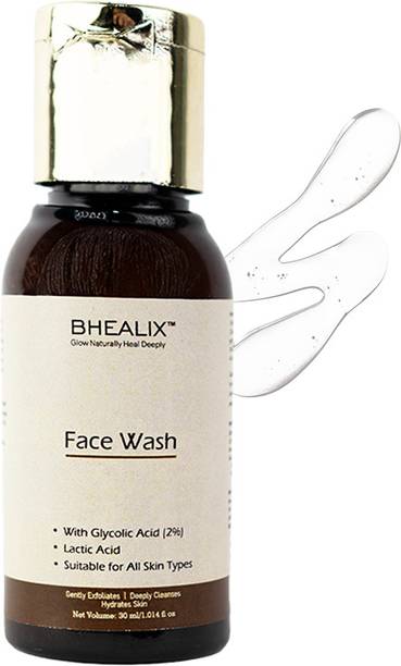 bhealix 2% Glycolic Acid Brightening Facewash | Cleanser with Lactic Acid for Hydration Face Wash