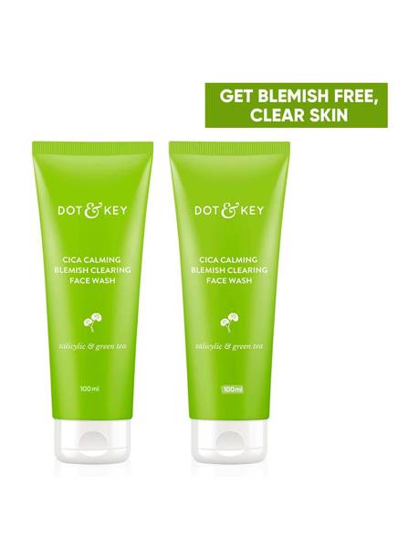 Dot & Key Cica 2% Salicylic Acid ,for Oily, Acne Prone Skin, With Green Tea,Pack of 2 Face Wash