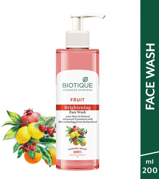 BIOTIQUE Fruit Brightening | Ayurvedic and Organically Pure| Advanced Swiss Technology |100% Botanical Extracts| Suitable for All Skin Types | 200mL Face Wash