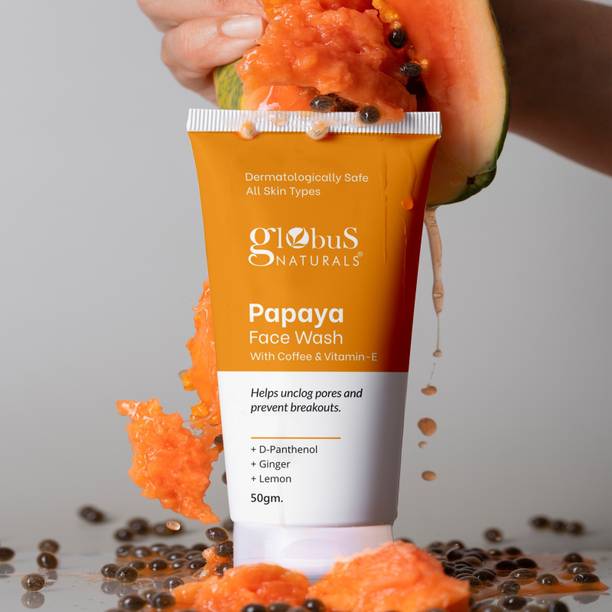Globus Naturals Papaya with Coffee & Vitamin-E, Helps Unclog Pores & Reduces Breakouts Face Wash