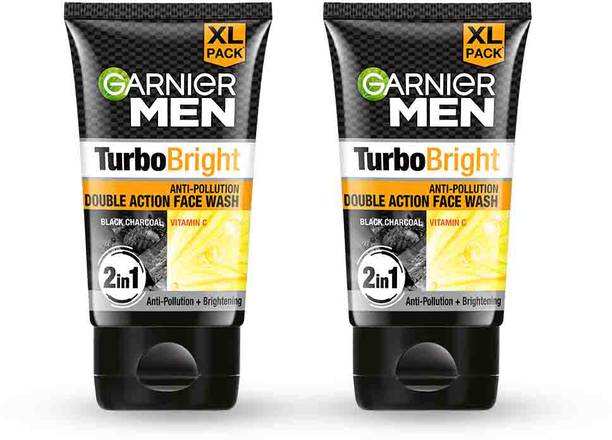 Garnier Men Turbo Bright Double Action,150gm (Pack of 2) Face Wash