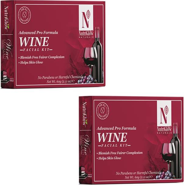 NutriGlow NATURAL'S Set of 2 Advanced Pro Formula Wine Facial Kit for Fairer Complexion (60gm each)