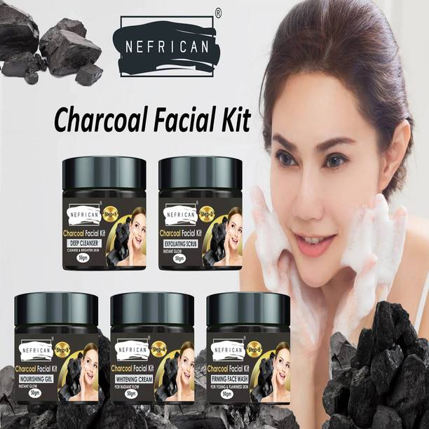 Nefrican Charcoal Deep Bright Skin Facial Kit For Women & Men