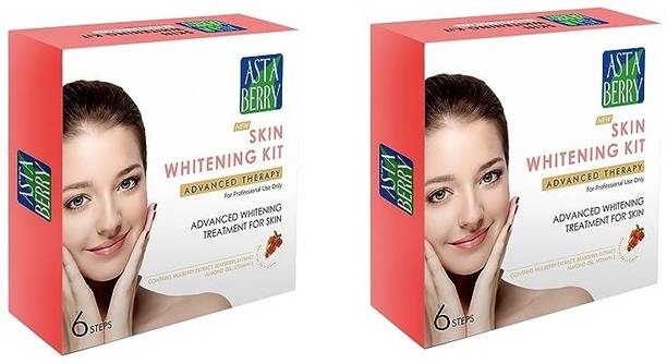 ASTABERRY Skin Whitening Facial Kit 2 Set Pouch 6 Steps Professional Facial Kit