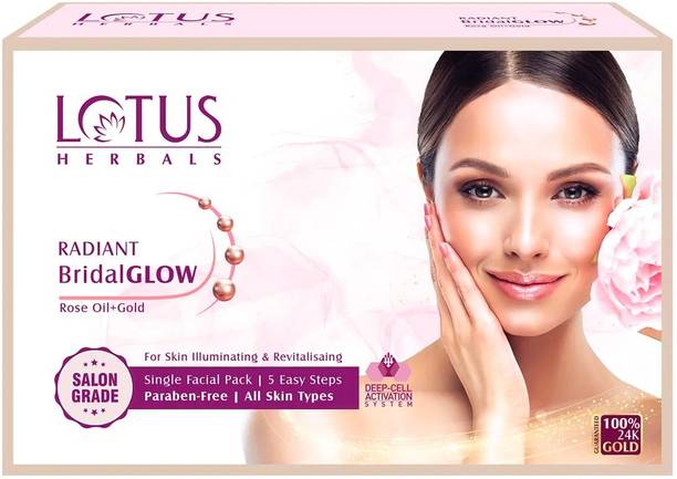LOTUS HERBALS Radiant BridalGLOW Rose Gold Skin Illuminating & Revitalising Facial Single Facial Kit