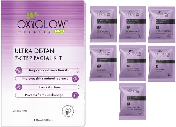 OXYGLOW HERBALS OxyGlow Ultra De-Tan 7 Steps Facial Kit with the Powerful Power Mask,