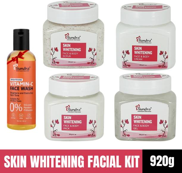 Sundra Secret Herbal Skin Whitening Facial Kit 920g (Massage Cream, Scrub, Face Pack & Gel) (4X230g)