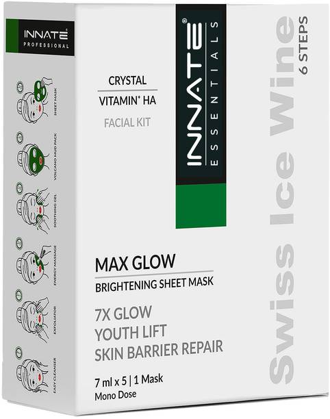 INNATE Swiss Ice Wine Facial Kit for Glowing Skin with 5 Steps + 1 Sheet Mask | 5 x