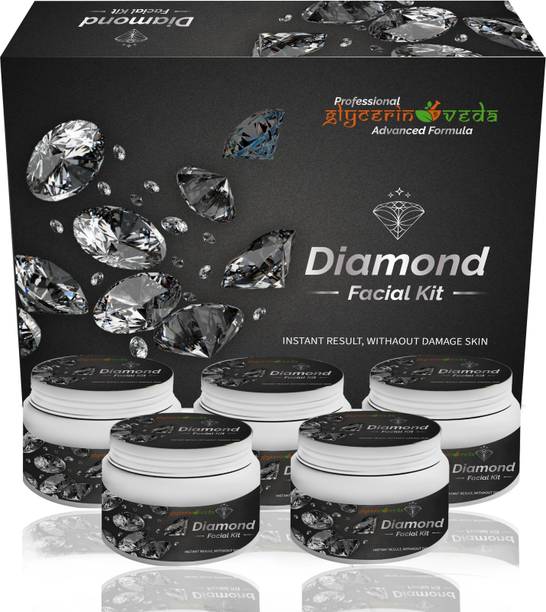 GlycerineVeda Professional Diamond Facial Kit, Premium Quality For Fairness, Whiting, Skin, Ever Glow Way to Use Facial Kit, Fairness, Whiting, Skin, Instant Result Without Damage Skin