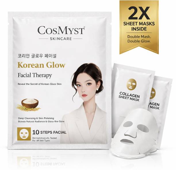 CosMyst Korean Glow Facial Kit | 10 Step Facial | Glass Skin & Instant Glow