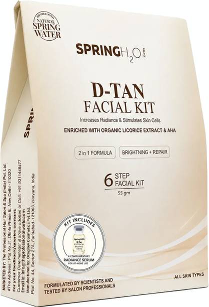 SPRING H2O D-Tan Anti Aging Facial Kit For Whitening With Tan Removal&Deep Cleansing 6 Step